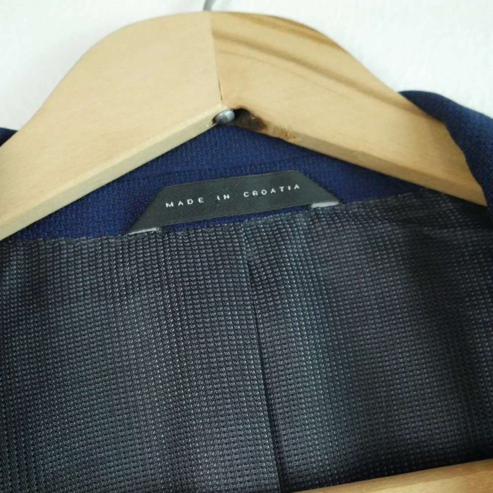 Hugo Boss Mens Blue Wool Stretch Hutson Blazer Jacket Lanificio Tesse Biella 42S